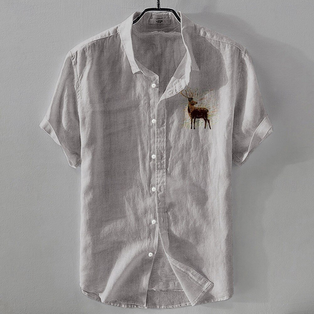 Per uomo Camicia di lino Camicia casual Camicia in cotone e lino Camicia con Bottoni Con Motivo Animale Vacanza Abbigliamento quotidiano Bianco Blu marino scuro Azzurro cielo Cachi Manica Corta Bavero del 2025 a $18.99 –P6