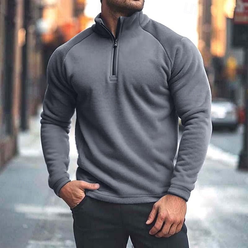 Hombre Sudadera con capucha y cremallera de un cuarto Sudadera con capucha de lana Negro Rojo Gris Cuello Mao Plano Cerrar Cremallera de un cuarto Táctico Deporte Casual Ropa de calle Fresco Ropa 2025 - $28.99 –P1