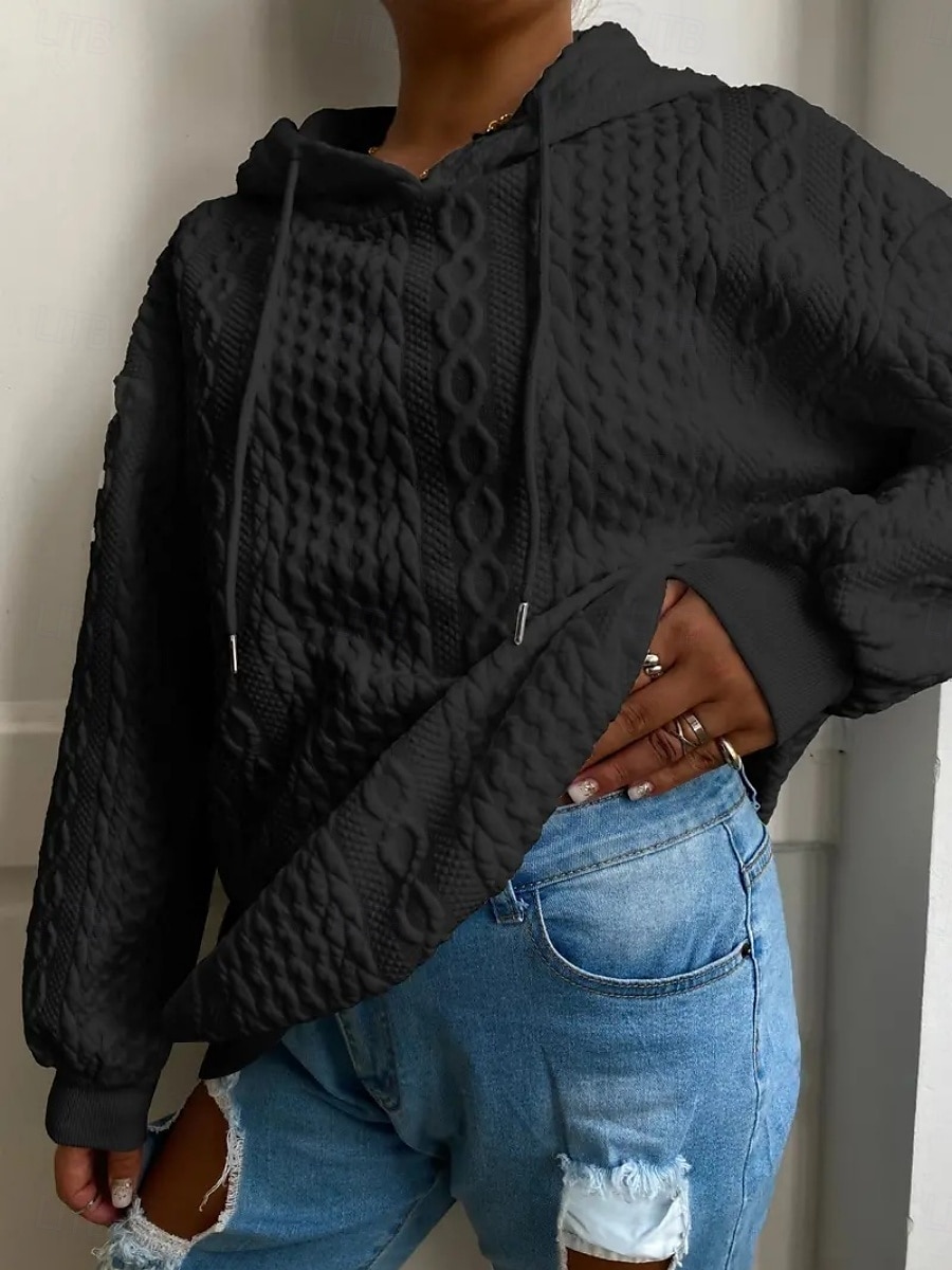 Femmes Sweat à capuche Uni Occasionnel manche longue À capuche Hauts Réguliers Rue Tenue Quotidienne Noir Blanche Rose Claire Rouge Bleu Automne Hiver de 2025 ? $27.99 –P15