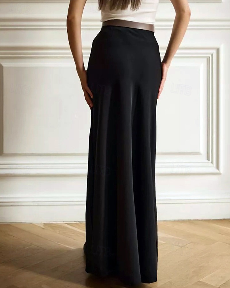 Femmes Jupe Moulant Mode Maxi Taille Basse Jupes Uni Micro-Élastique Soirée Rue Noir Blanche Kaki Gris Claire Automne Polyester de 2025 ? $22.99 –P6