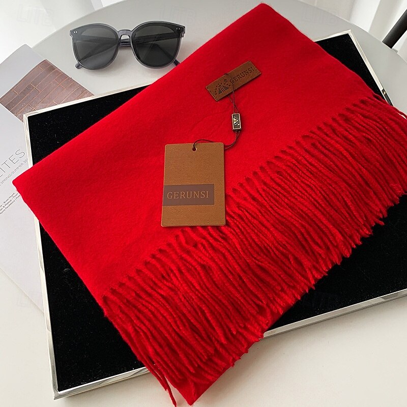 Foulard Rectangulaire Femmes Rue Quotidien Date Vin Rouge Écharpe Couleur Unie de 2025 ? $26.99 –P3