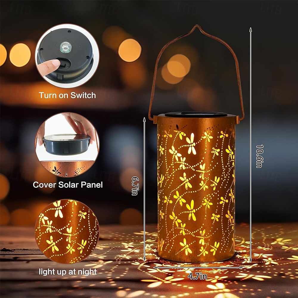 Dragonfly Outdoor Solar Lanterns Garden Waterproof Metal Hanging Decor Lights for Patio Yard Pathway Lawn Front Porch Birthday Gardening Gifts for Women Mom Grandma 2026 - $23.99 –P5