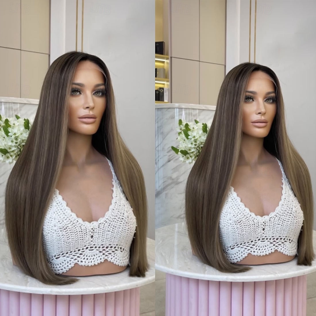 Brazilian 100% Virgin Remy Human Hair 5x5 Closure Wigs Straight 13x4 Lace Front Wig Middle Part with Baby Hair Highlighted Hair Glueless Pre-Plucked for Women 2025 - $330.59 –P3