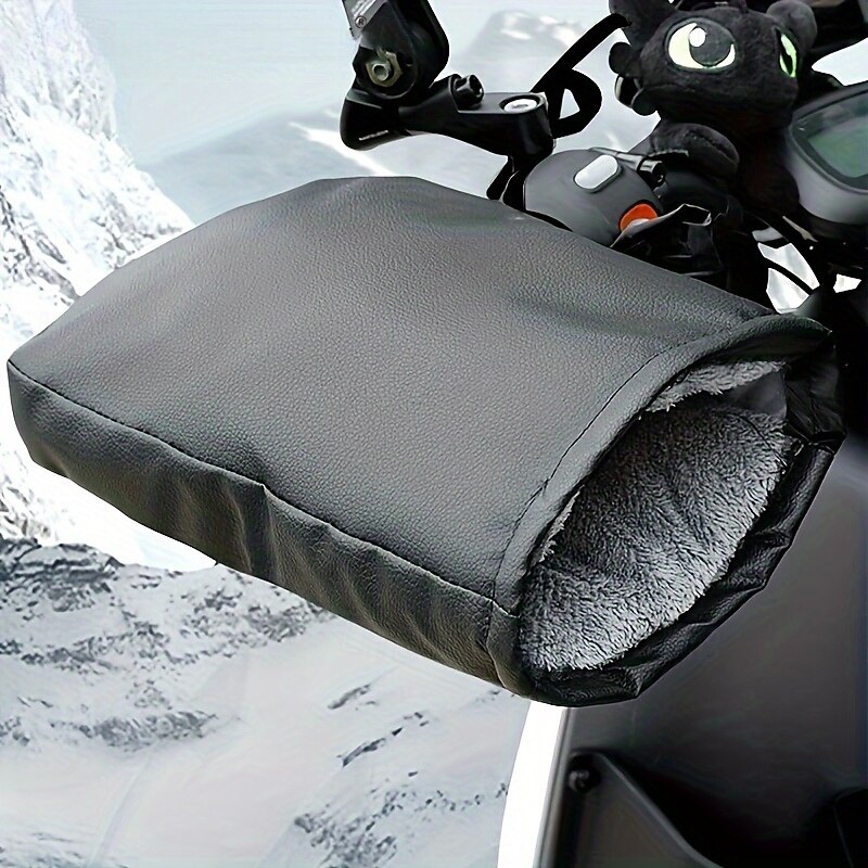 2er-Pack Lenkerstulpen aus Kunstleder für Roller, warmes Plüschfutter, Schnürverschluss, leicht zu reinigende Motorrad-Handgriffe 2025 - $21.99 –P1