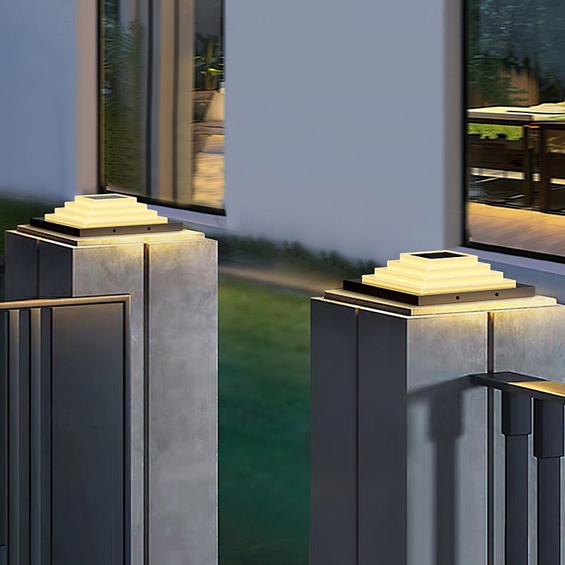 utendørs solor stolpelampe ip65 vanntett lyktestolpelysarmatur svart aluminium 60 cm utendørs stolpelampe for innkjørsel bakgård terrasse hage 2025 - $275.59 –P5