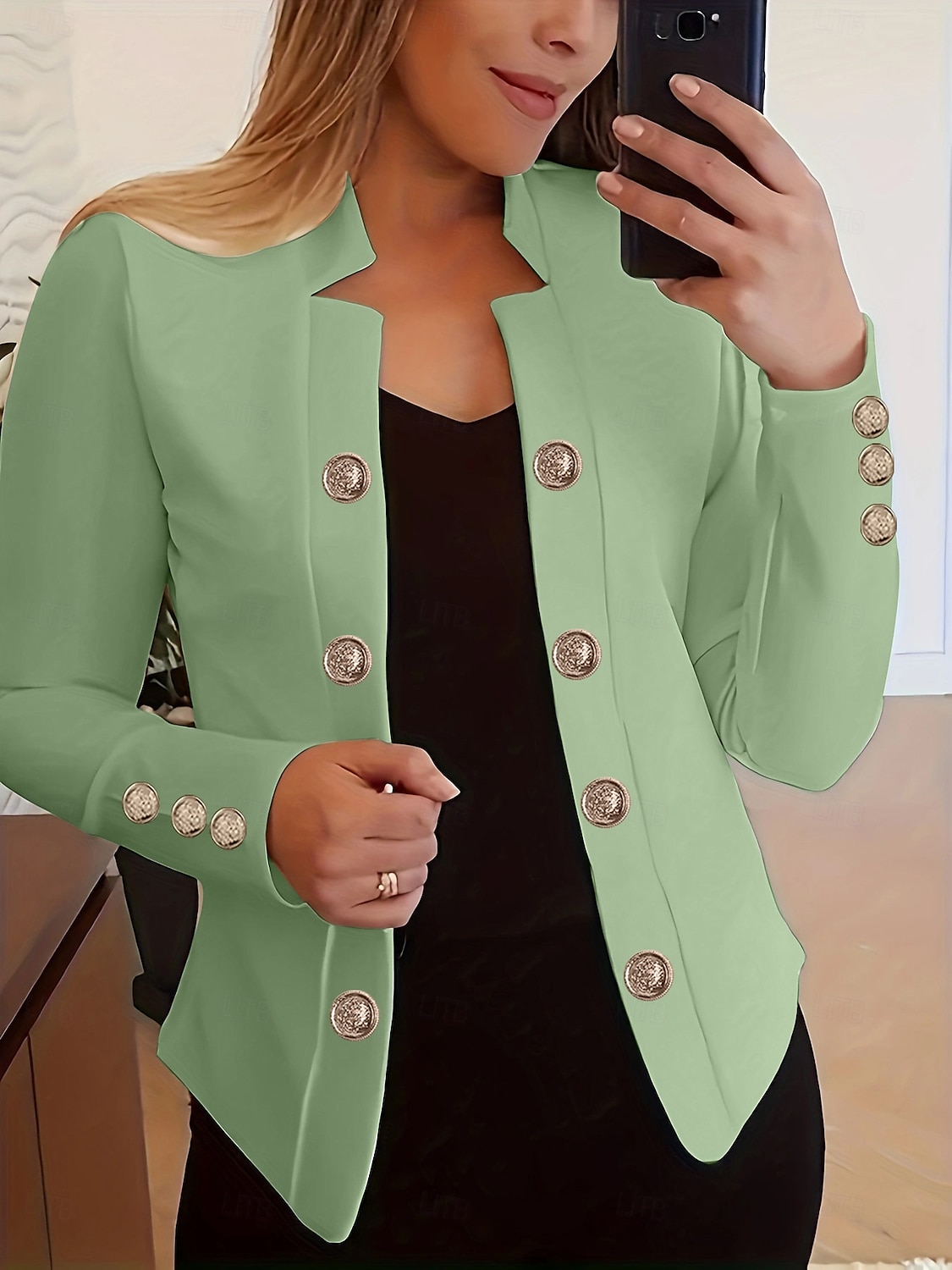 نسائي سترة مريح متنفس Buttons موضة الحديث سهل عمل مناسب للبس اليومي عادية مرتفعة عادي كم طويل ملابس خارجية زهري فاتح أسود أبيض الربيع الخريف 2025 - $23.99 –P10