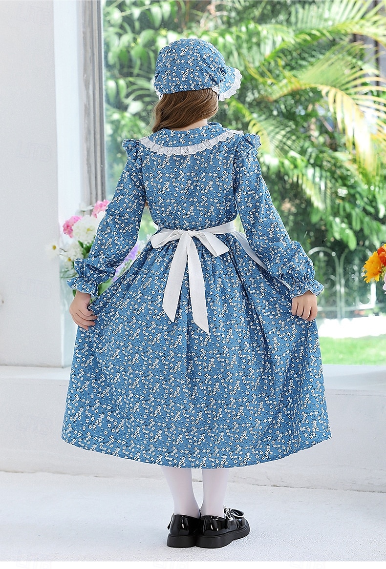 secolul al 19-lea Anii 1800 Vestul Sălbatic Rochie de prerie Set capotă și șorț Pionier Costume de fancy Fete Halloween Carnaval Ziua Mondială a Cărții Ținute pentru evenimente școlare Reconstituire 2025 - $46.99 –P6