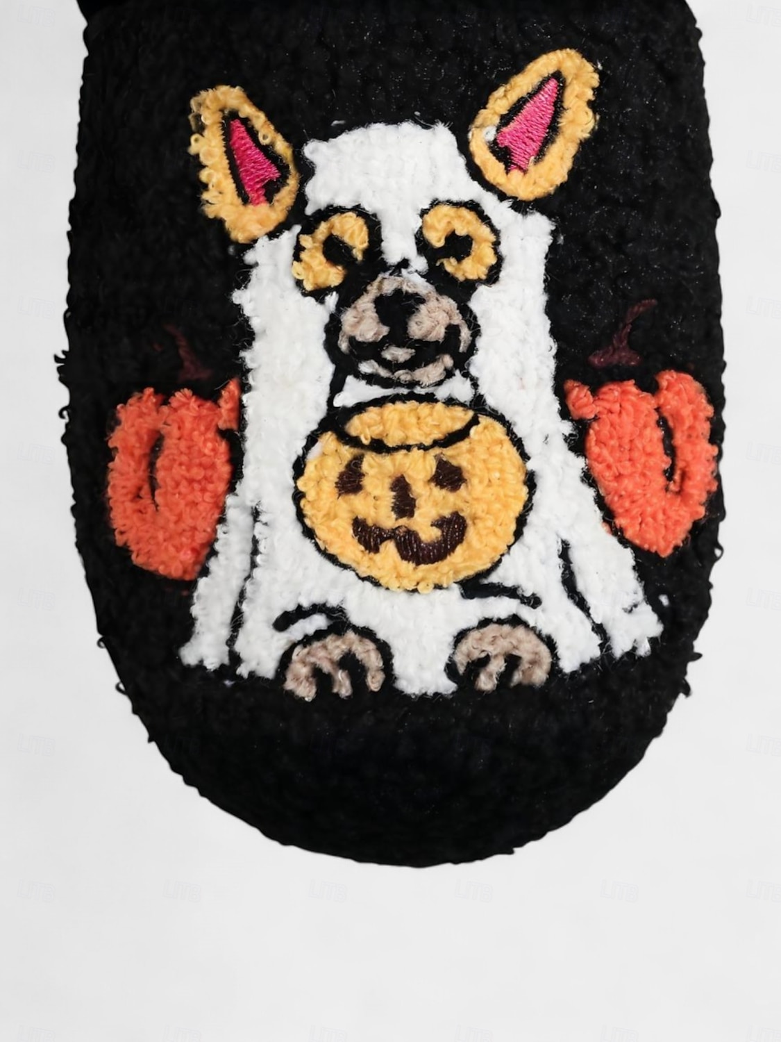 Chaussons unisexes en polaire brodés pour chien d'Halloween – chaussures d'intérieur confortables avec motif citrouille pour femmes et hommes de 2025 ? $14.99 –P4