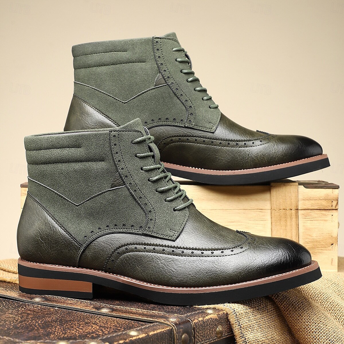 Per uomo Stivali Camminata Vintage Casual Britannico Pelle PU Camoscio Confortevole Antiscivolo Caldo Allacciatura Nero Giallo Marrone Autunno Inverno del 2025 a $54.99 –P6
