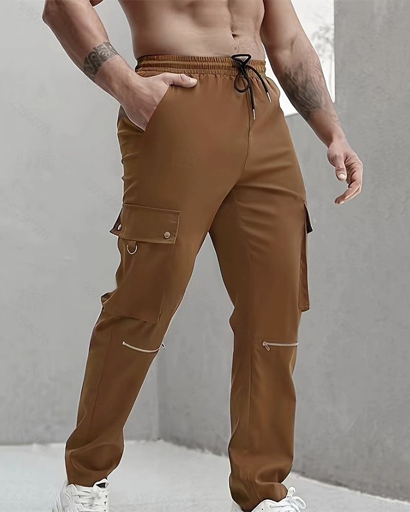 Per uomo Pantaloni Cargo Pantaloni Elastico in vita Coulisse Multi-tasche Semplice Indossabile All'aperto Quotidiano Campeggio & Escursionismo Moda Classico Nero Marrone Micro-elastico del 2025 a $21.99 –P4