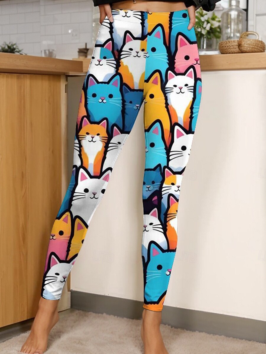 Mujer Polainas Moda Casual Hasta el Tobillo Alta cintura Graphic Animal Estampado Suave Transpirable Elástico Vacaciones Casual Diario Negro Amarillo Rosa Azul Piscina Verano Primavera Ajustado 2025 - GBP £15.55 –P3