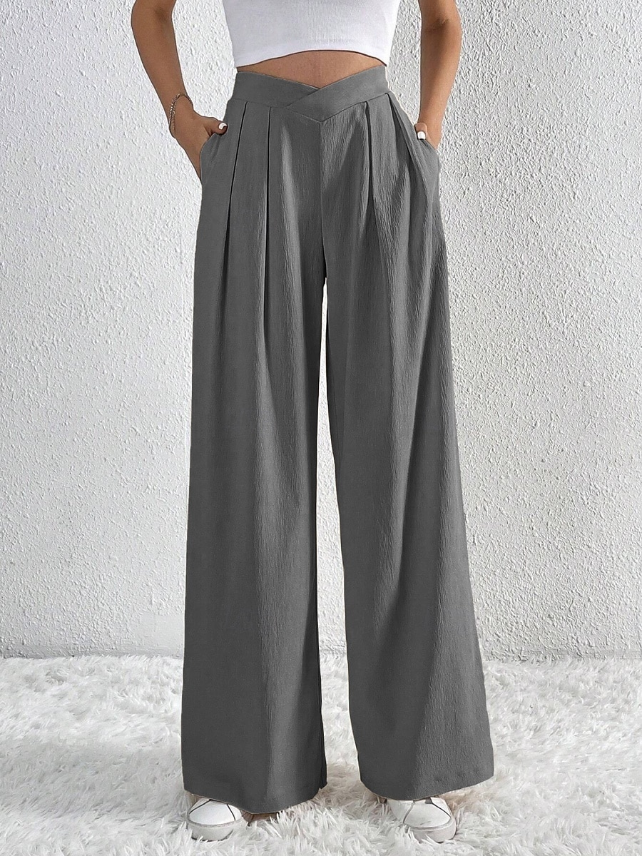 Per donna Gamba larga Pantaloni Streetwear Casual Lungo Vita Alta Semplice Traspirabilità Morbido Micro-elastico Vacanza Streetwear Abbigliamento quotidiano Nero Rosa Blu chiaro Albicocca Autunno del 2025 a $26.99 –P17