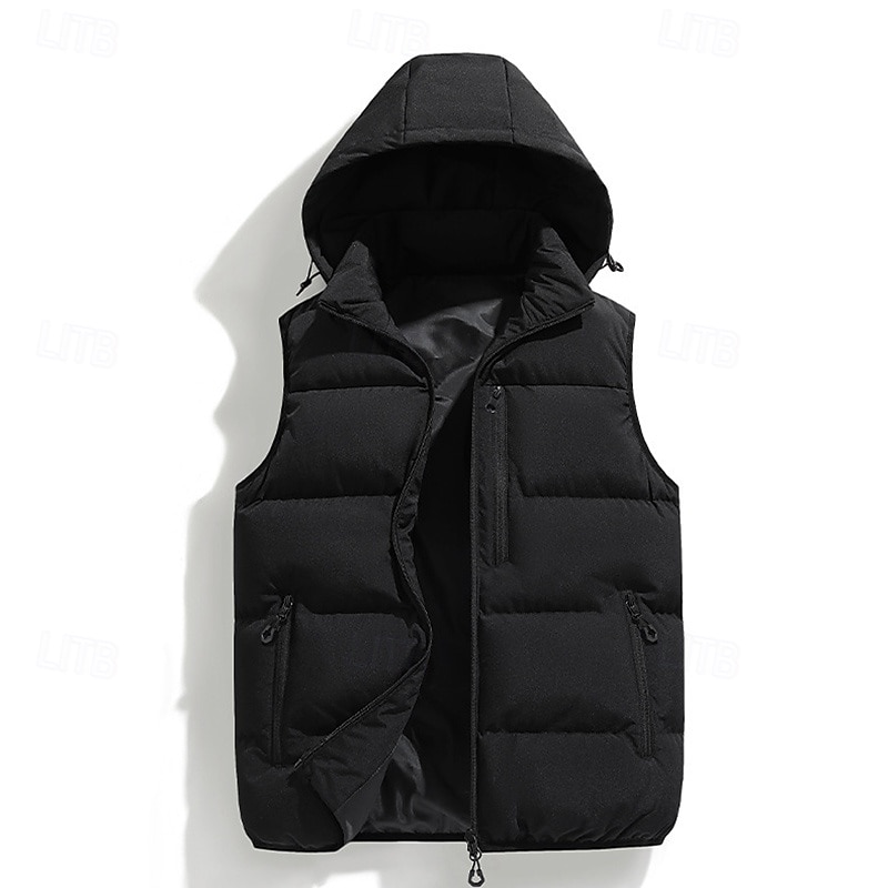 Herren Wanderweste Pufferweste Ärmellos Weste Außen Thermowarm Winter Reißverschluss Tasche Polyester Schwarz Grün Khaki Jagd Angeln Klettern 2025 - $44.99 –P5