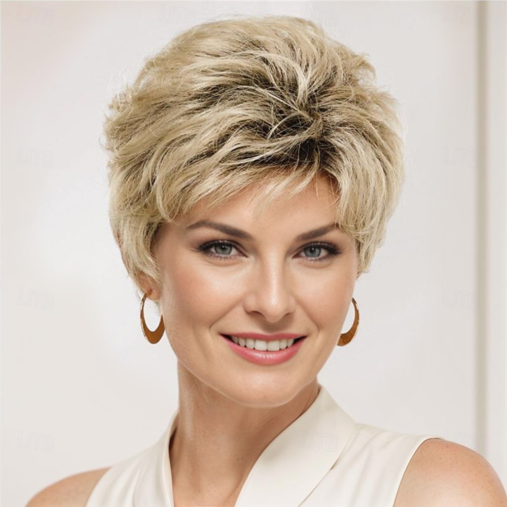 Synthetische Perücken Locken Pixie-Schnitt Maschinell gefertigt Perücke Kurz A1 A2 A3 A4 Synthetische Haare Damen Weich Modisch Einfach zu tragen Blond Braun Silber 2025 - $19.99 –P1