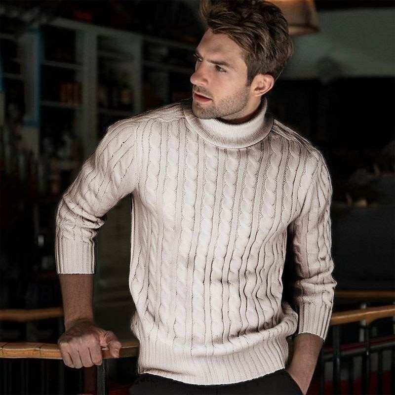 Per uomo Maglione Maglione a maglia A Coste Treccia Maglia Top Regolari Lavorato a maglia Semplice Dolcevita Moda Casual Vacanza Abbigliamento quotidiano Abbigliamento Autunno & Inverno Cammello del 2026 a $18.99 –P7