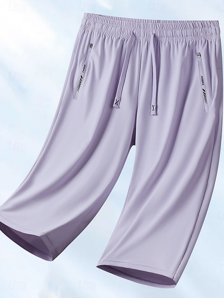 Dam Kinesiska Shorts Grundläggande Ledigt Knelängd Hög midja Ensfärgat Ficka Elastiskt midjeband Bekväm Mjuk Microelastisk Utomhus Gata Svart Rodnande Rosa Purpur Grå Sommar Normal 2025 - $20.99 –P6