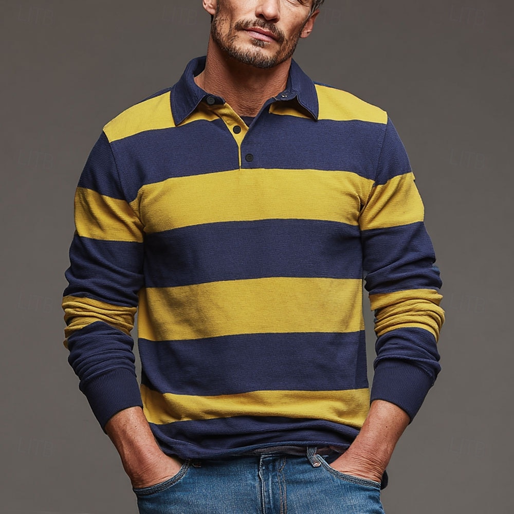 Per uomo Strisce orizzontali Polo da rugby Manica Lunga Magliette polo Camicie con Colletto Abbigliamento Sportivo Casual Scuola All'aperto Athleisure Stampa 3D Primavera Autunno Inverno Giallo del 2025 a $25.99 –P3