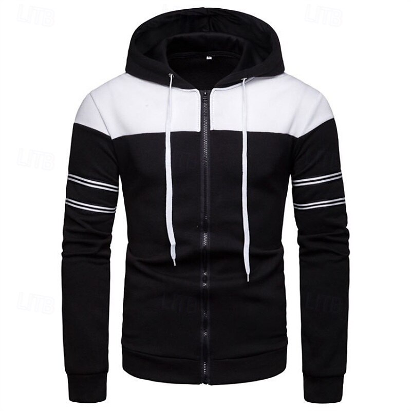 Hombre Sudadera Sudadera con capucha y cremallera completa Negro Azul Marino Azul Piscina Naranja Con Capucha Plano Retazos Cremallera Bloque de Color Deporte Casual Diario Ropa de calle Fresco Ropa 2025 - $23.99 –P2