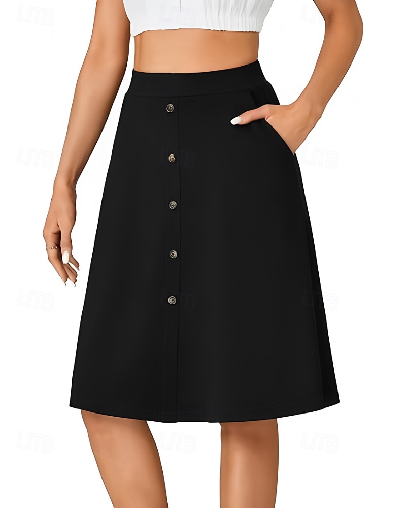 Femmes Jupe Occasionnel Au-dessus du genou Taille Basse Jupes Uni Avec Poches Micro-Élastique Vacances Rue Noir Rouge Bleu Marron Automne Polyester de 2025 ? $20.99 –P6