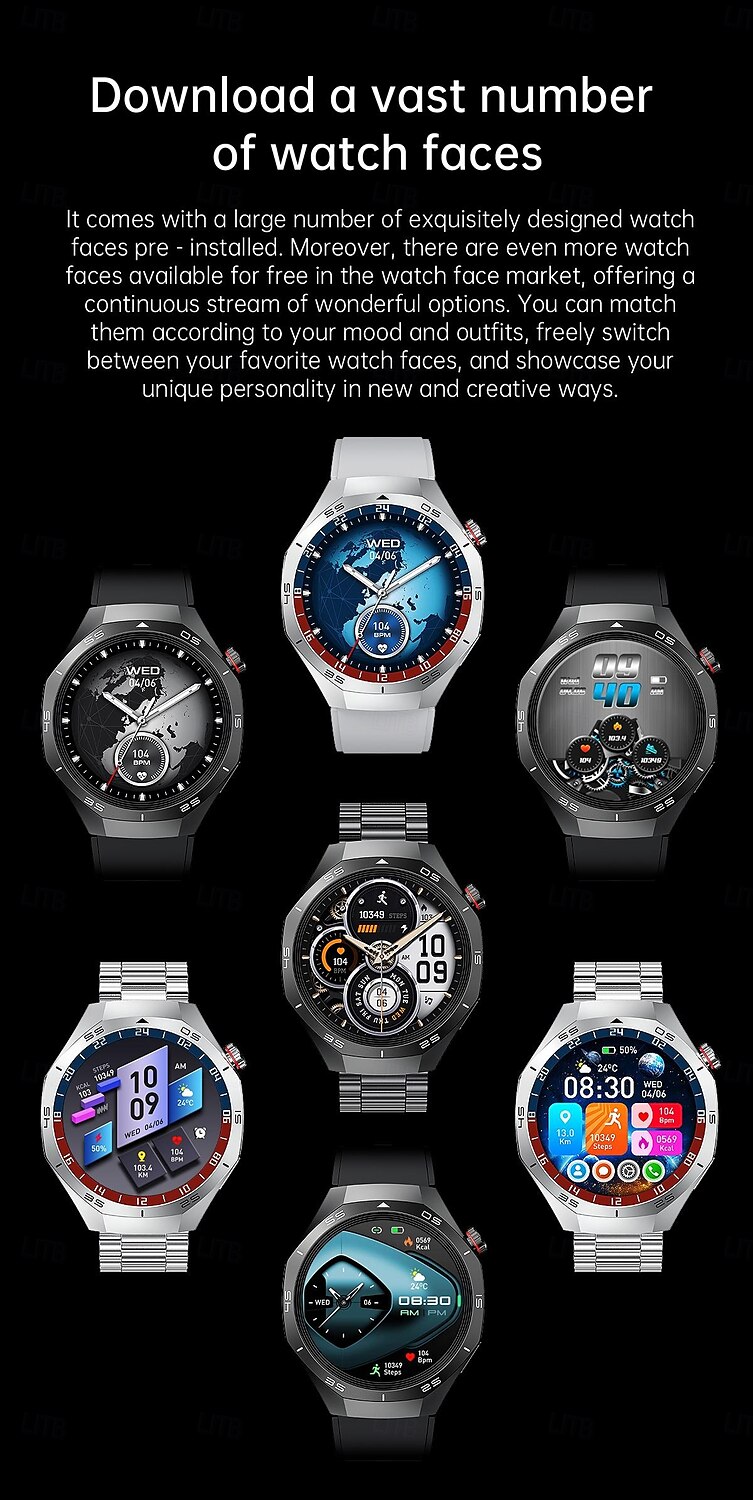HW95 Smart Watch Men 1.53 inch AMOLED HD Display Sports Health Tracker Waterproof Bluetooth Call Smartwatch 2025 - $39.99 –P12