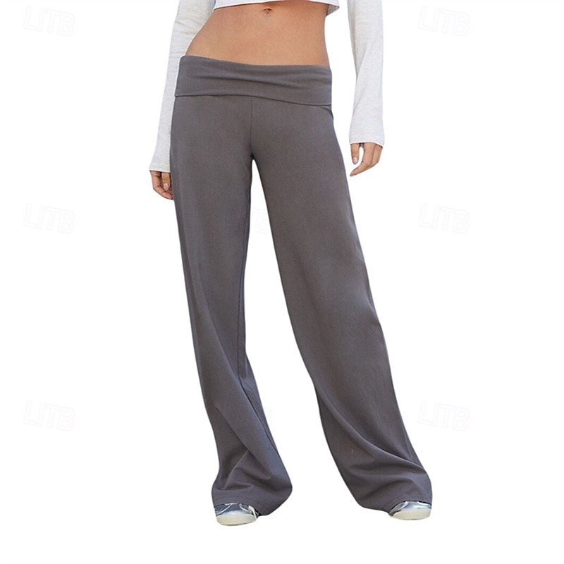Pentru femei Picior Larg Pantaloni Pantaloni Palazzo Modă Șic Stradă Lungime totală Natural Simplu Talie elastică Respirabilitate Comfortabil Stradă Purtare Zilnică Ieșire Roșu Vin Negru 1 # Negru 2025 - $18.99 –P2