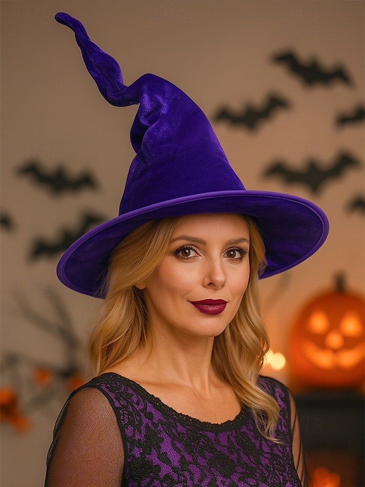 Damhäxhatt i sammet för halloween – spetsig gotisk kostymaccessoar för cosplay, fester och festivaler för kvinnor 2025 - $19.99 –P4