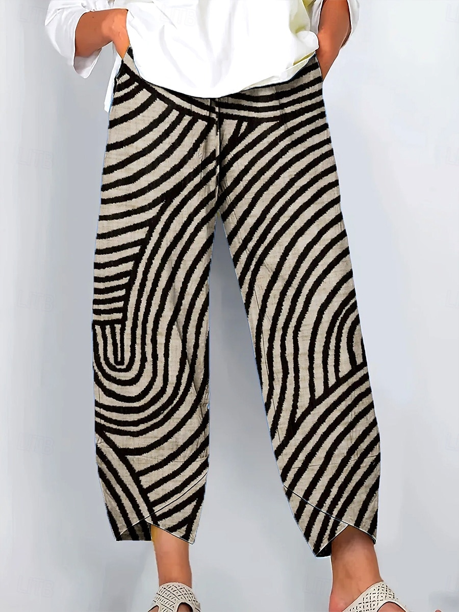 Per donna Gamba larga Chinos Pantaloni Larghi Vacanza Vintage Stile Etnico Lunghezza alla caviglia Vita Alta Grafico Geometrico A Pois Patchwork Coulisse Stampa Traspirante Inelastico All'aperto del 2025 a $20.99 –P1