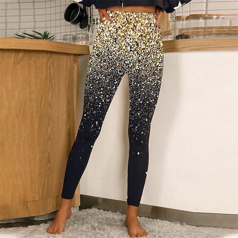 Per donna Pantaloni Eleganti Leggings Collant Atletico Lunghezza intera Naturale Grafico Stampato Comodo Sollevamento glutei Controllo addominale Yoga Casual Quotidiano Oro nero Nero 1 # Nero 2 del 2025 a $14.99 –P16