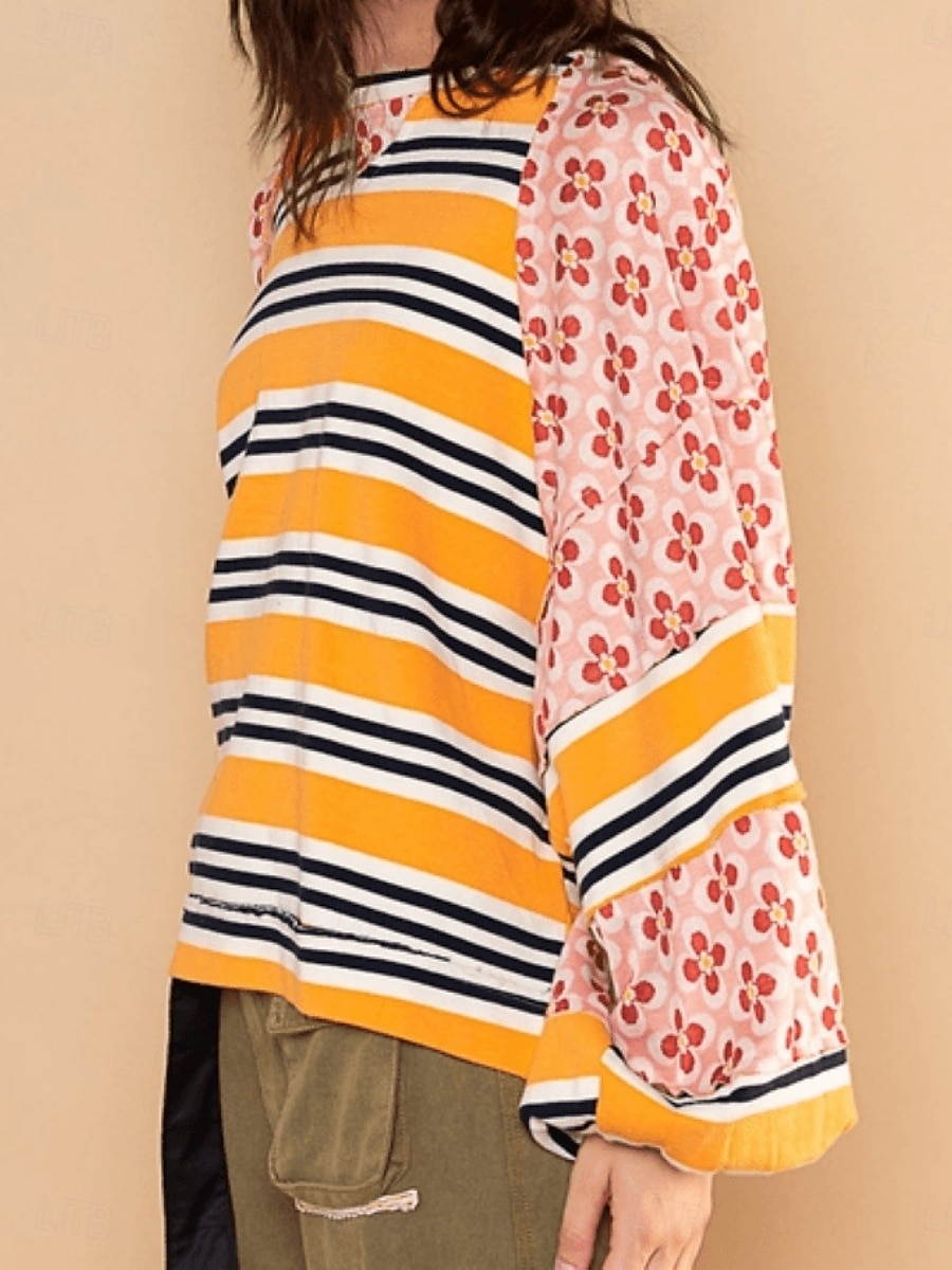Pentru femei Hanorac pulover Geometric Dungi Casual Manșon Lung Stil Nautic Topuri obișnuite Stradă Zilnice Imprimeu Negru Verde Deschis Roșu-aprins Portocaliu Toamnă Iarnă 2025 - $39.99 –P2