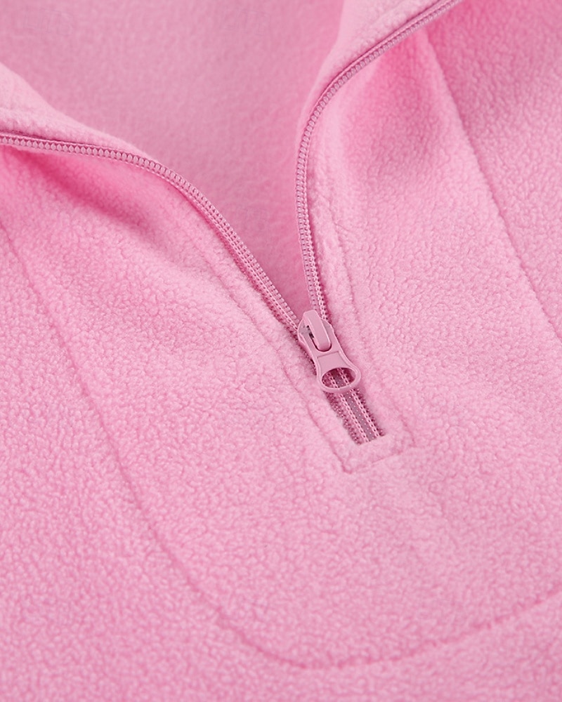 Damen Freizeitjacke Warm Bequem Reißverschluss Lässig Einfach Urlaub Ausgehen Pullover Regulär Umlegekragen Normale Passform Langarm Oberbekleidung Rosa Herbst Winter 2025 - $24.99 –P8