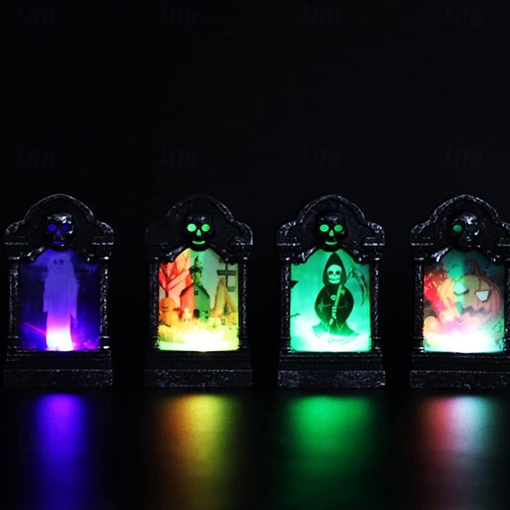 3/6 stk halloween led kirkegård gravsteiner halloween gravstein lys hodeskalle kirkegård lampe halloween dekor halloween hage gravstein skummel hjemsøkt hus dekorasjon 2025 - $11.49 –P3