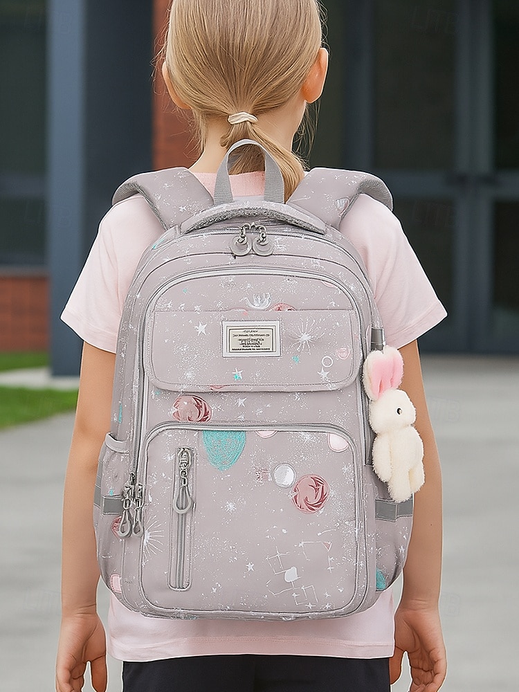 Kids Galaxy Print Backpack with Bunny Charm, Waterproof Large Capacity School Bag for Elementary Students and Daily Use 2026 - $32.99 –P1