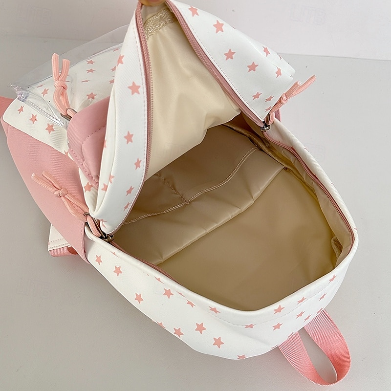 Sac à dos mignon à imprimé étoiles pour filles avec poche avant transparente – cartable kawaii en toile pour adolescentes et pour la rentrée de 2025 ? $29.99 –P5