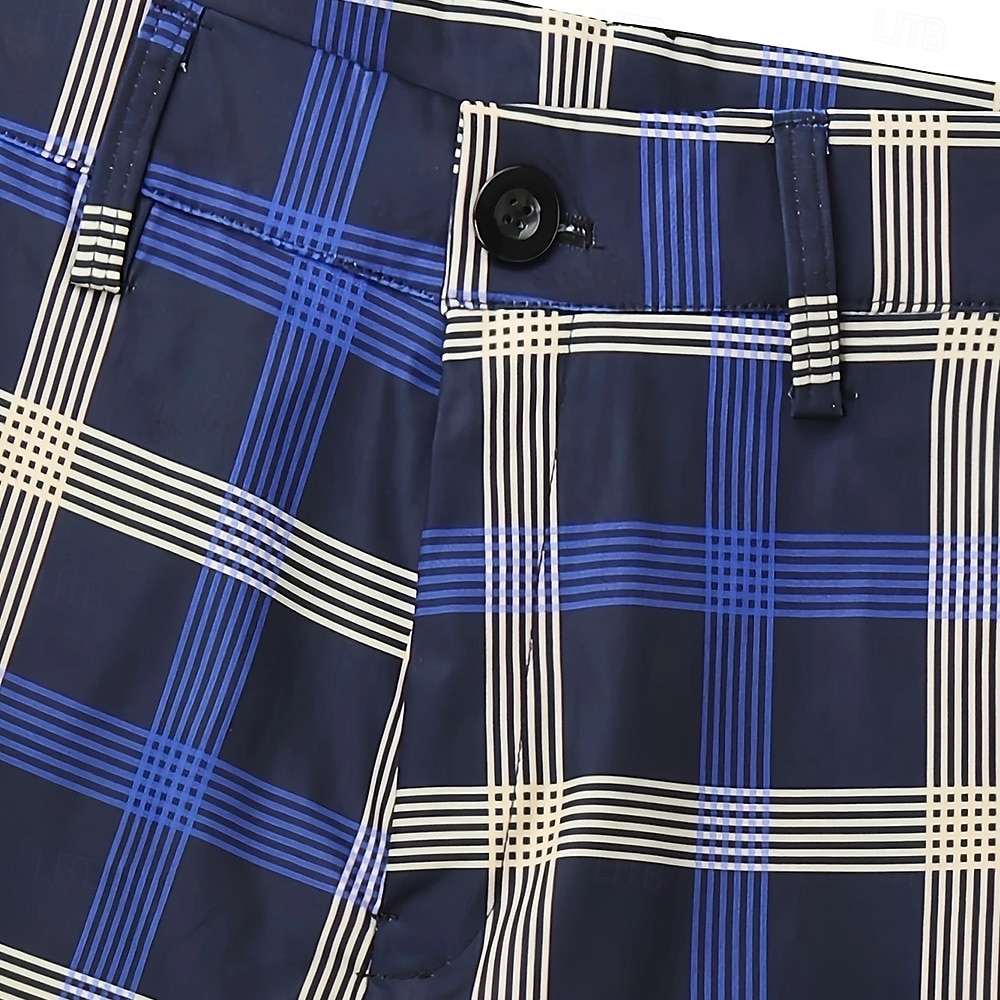 Per uomo Geometrico Griglia / Plaid Pantaloni Eleganti Pantaloni Pantaloni da Abito Misura del girovita medio Business Casual Formale Abbigliamento Quotidiano Pantaloni slim fit con tasche Primavera del 2026 a $31.99 –P2