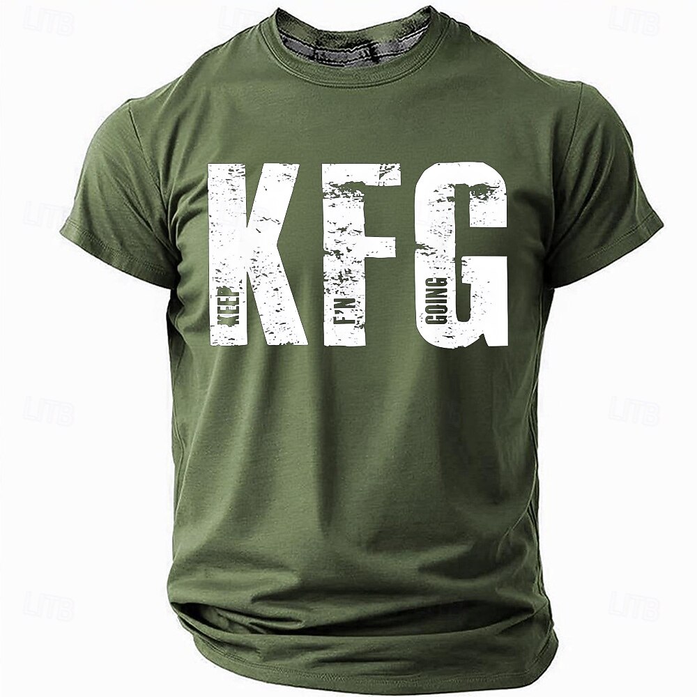 KFG Keep F'n Going חולצת טי גברית קצרה עם גרפיקה מוטיבציונית 2025 - $17.99 –P3