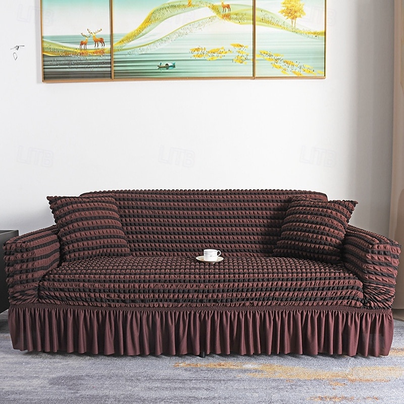 3D Bubble Lattice Elegant Stretch Sofa Cover Loveseat Cover Couch Cover Spandex Elastic Sofa Slipcover Protector with Skirt 2025 - $39.99 –P8