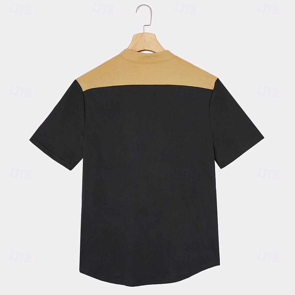 Herr T-shirt T-shirts Kortärmad Krage Sommar Färgblock Vintage Mode Spetsknuten Mönster Ledigt Dagligen Sport Mörkbrun Drak Grey Blå Topp t-shirt för män 2026 - $21.99 –P7