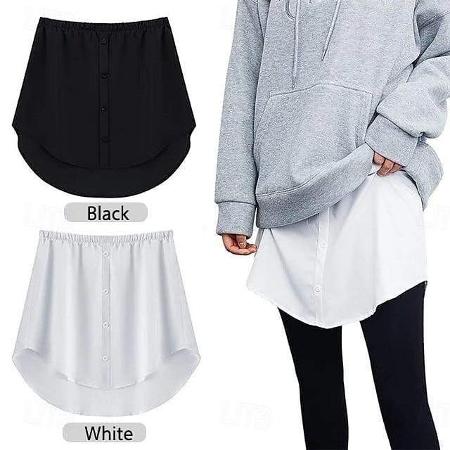 extensor de camisa versátil em camadas saia com bainha falsa para mulheres xadrez meia saia cobertura inferior para moletons blusas com capuz look casual chique de 2025 por $14.49 –P1