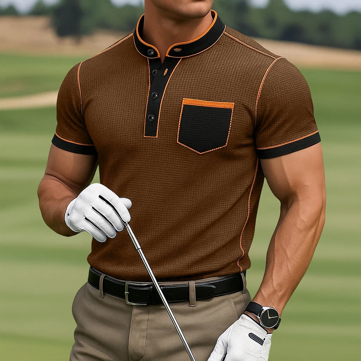 Men's Waffle Polo Shirts Sports Polo Shirts Casual Sports Mandarin Collar Henley Short Sleeve Fashion Comfortable Solid Color Plain Color Block Buttons Summer All Seasons Navy Blue Waffle Polo Shirts 2026 - $21.99 –P5