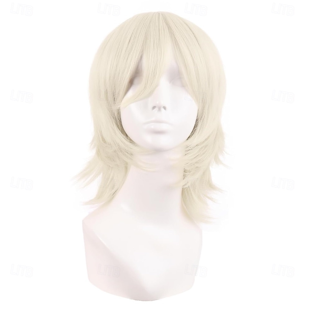 Perruque synthétique courte de 14 pouces/35 cm avec queue de loup et frange latérale pour cosplay de 2025 ? $23.99 –P7