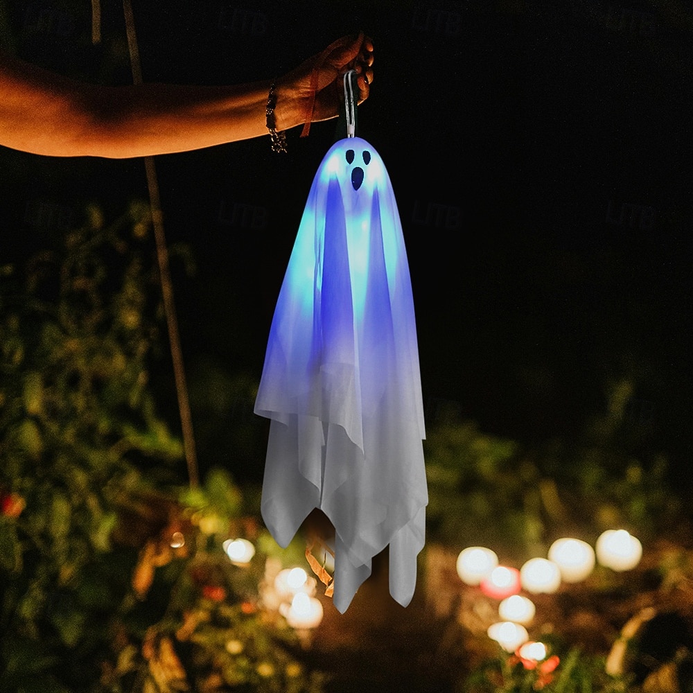 2025年 ハロウィンホラー中庭装飾タッチ発光サウンド電気ゴーストペンダントホワイト小型吊り下げゴースト装飾小道具1個  コレクション – $14.49 –P6