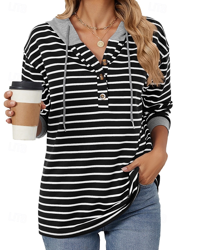 Per donna Felpa pullover Top casual Coulisse Manica Lunga Top Athleisure Scollo a V Protezione Solare Antivento Palestra All'aperto Corsa abbigliamento sportivo Abbigliamento sportivo A righe Grigio del 2025 a $22.99 –P6