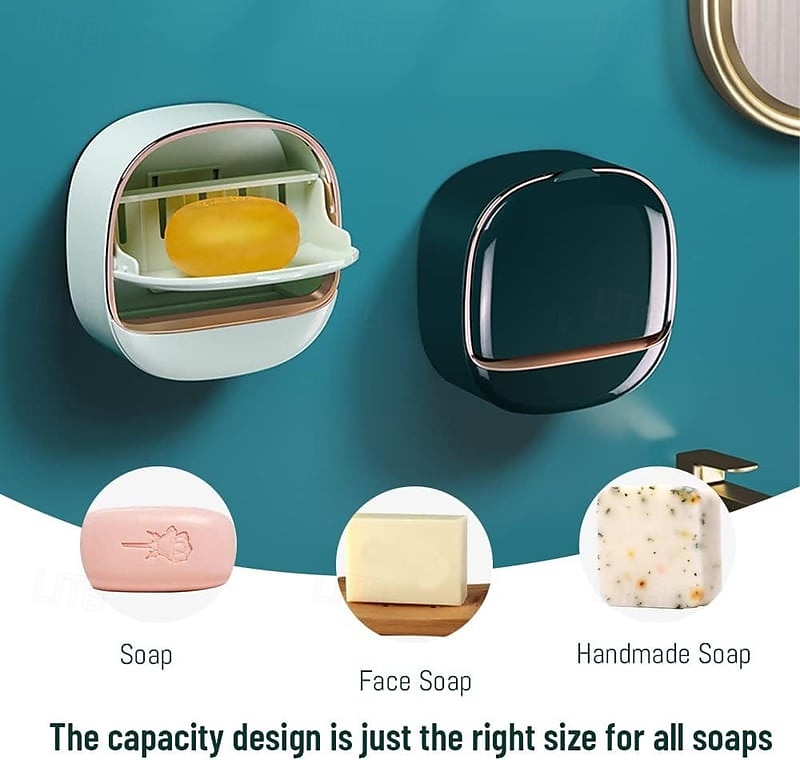 Luxury Soap Holder with Drain Tray Wall Mounted Design No Drilling Required Stylish Soap Storage Box for Bathroom Convenient Water Draining Tray for Bar Soap and Laundry Use 2025 - $9.99 –P6