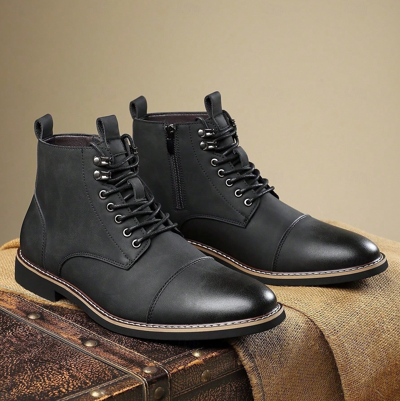 Bottines à lacets vintage pour homme – bottines à bout droit avec coutures classiques pour le travail, le week-end et l'automne de 2025 ? $54.99 –P15