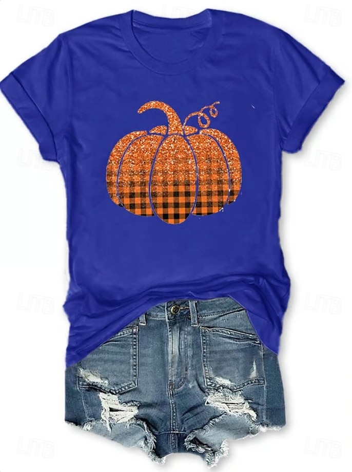 Halloween Femmes T-shirt Graphique Halloween ancien Élégant Classique Manche Courte Col ras du cou Col rond Hauts Réguliers Quotidien Week-end Imprimé Noir Blanche Jaune Rose Claire Rouge Été Automne de 2025 ? $19.99 –P5
