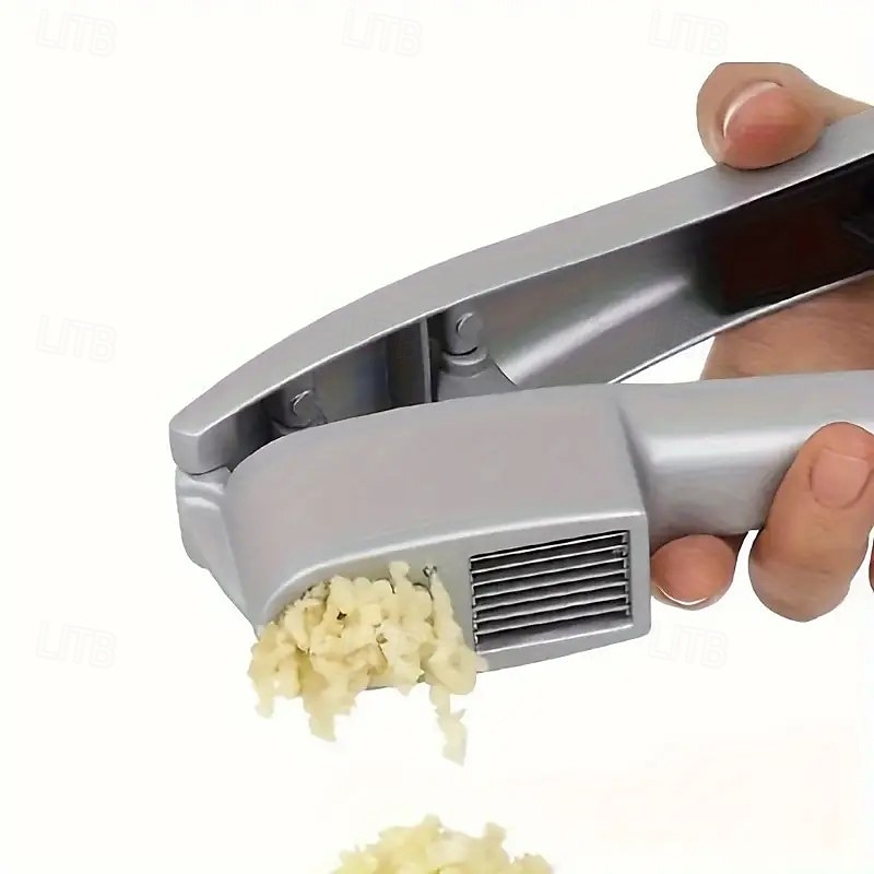 2-in-1 knoflooksnijder en -stamper, multifunctionele knoflookpers met reinigingsborstel, keukenhulp van aluminiumlegering voor eenvoudige knoflookbereiding 2025 - $18.99 –P7