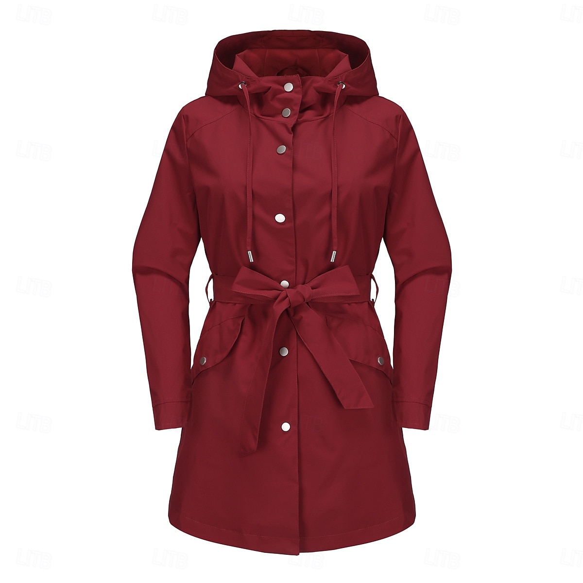 Women's Coat Waterproof Comfortable Pocket Buttons Fashion Street Style Plain Outdoor Casual Daily Long Hooded Regular Fit Long Sleeve Outerwear Black White Pink Spring Fall 2025 - $43.99 –P14