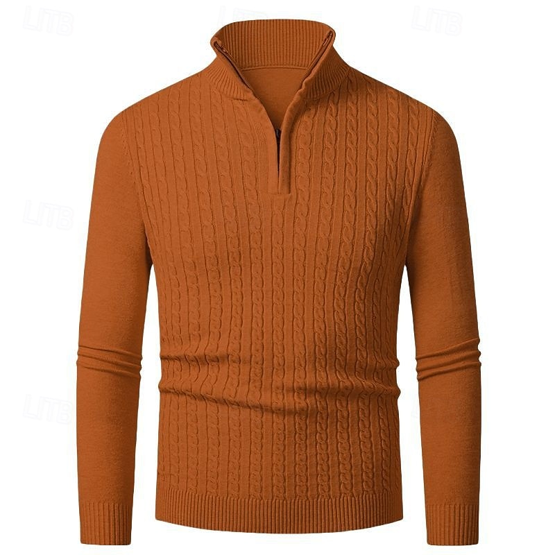 Herren Pullover Pullover mit Viertelreißverschluss Strickpullover Zopfmuster Stricken Normale Oberteile Gestrickt Einfach Viertelreißverschluss Mode Lässig Urlaub Alltagskleidung Bekleidung Herbst 2025 - $22.99 –P14