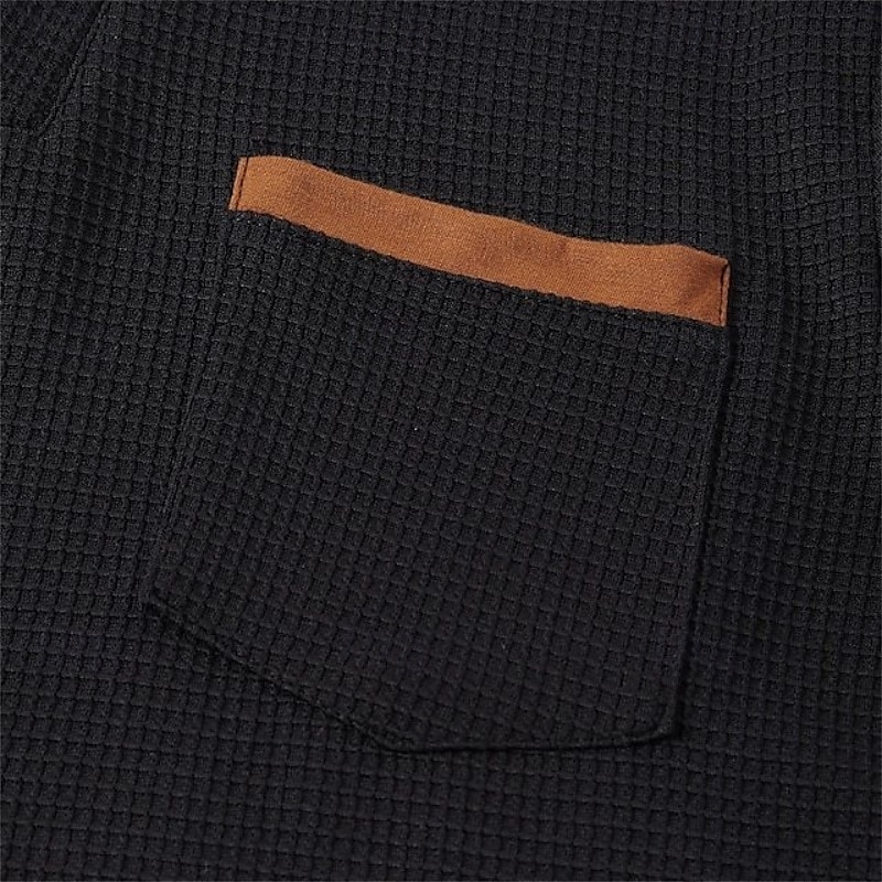 Pánské Waffle mikina Černá Námořnická modř Trávová zelená Šedá Henley Bez vzoru Zapni Přední kapsa Ležérní Denní Dovolená Šik ven Chladný Designové Jaro & podzim Oblečení Mikiny s kapucí Mikiny 2025 - $32.99 –P5