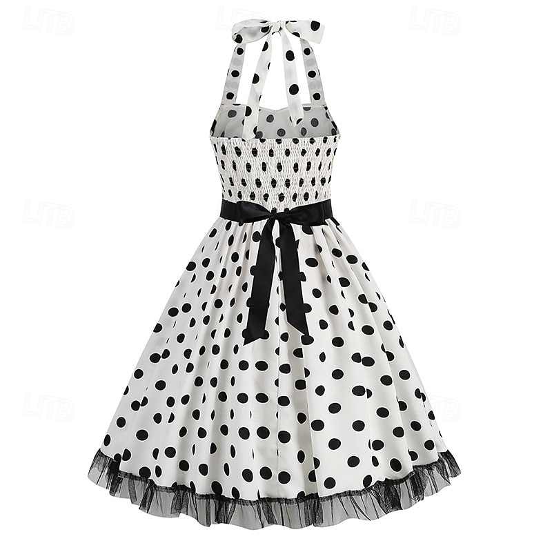 Epocă 1950 rockabilly Lungime Genunchi Rochie Flapper Rochii O rochie de linie Buline Mulată Gâtul halter Pentru femei Halloween Carnaval ziua îndragostiților Petrecere Casual Petrecere ceai Adulți 2025 - $25.99 –P16